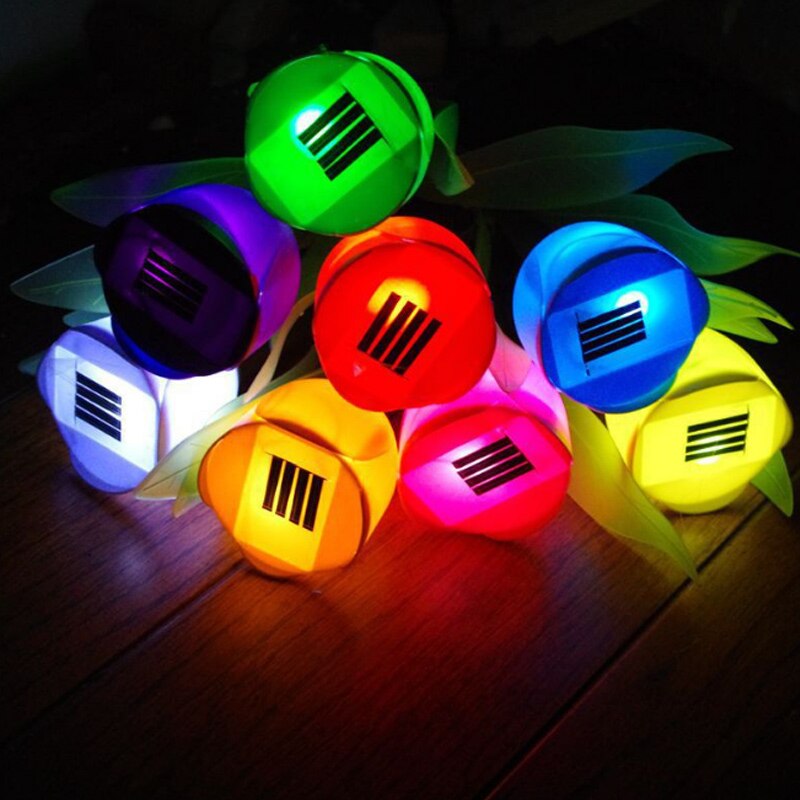 jardin extérieur jardin énergie solaire lampe à LED clignotant Romance tulipe forme lumière pelouse décoration lumières extérieures HR