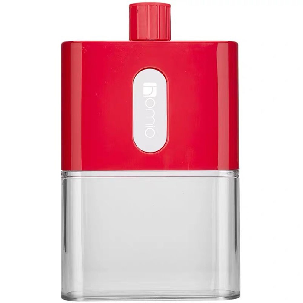 Unisex Portable Outdoor Large Capacity Flat Water Drinks Bottle Holder Container Transparent Plastic water Bottle: Red