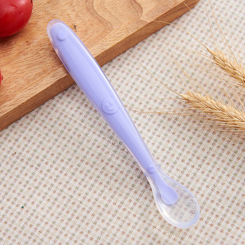 Cucharas de alimentación de bebé, vajilla para cubiertos para niños, cubiertos, cuchara, herramientas de silicona para de varias telas, lote, cucharón de sopa