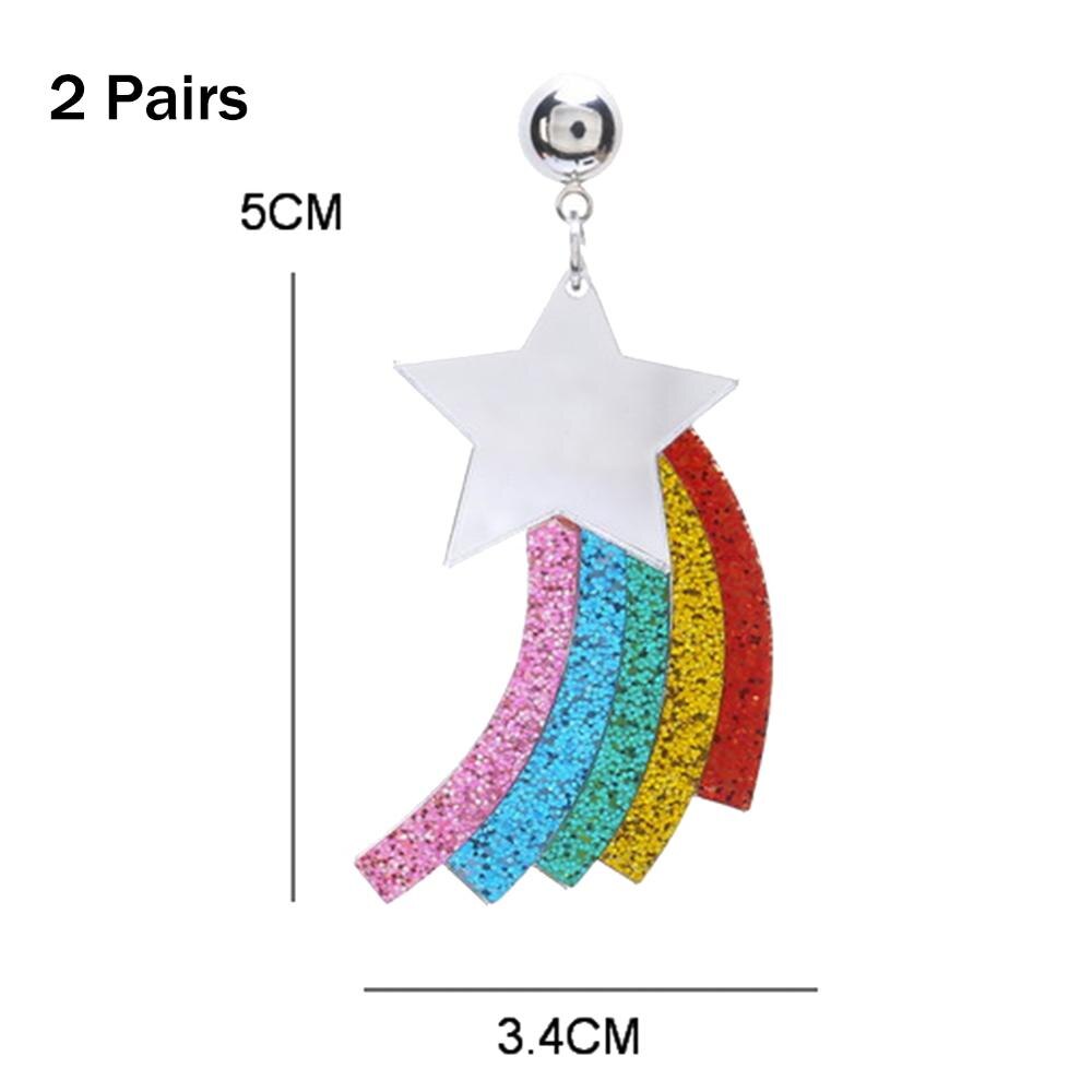 130cm Dual Ring Canvas Waist Belt Rainbow Color Striped Strap Waistband Rainbow Earrings Rainbow Heart Shape Keychains: 2 Pair Earrings