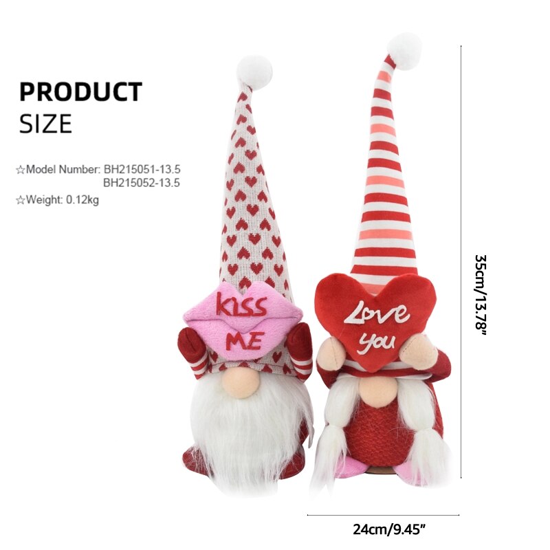 Valentine's Day Glowing Doll Love Heart/Love Heart Plush Toy Rudolph Goblin Home Decors Year Birthday for Lover