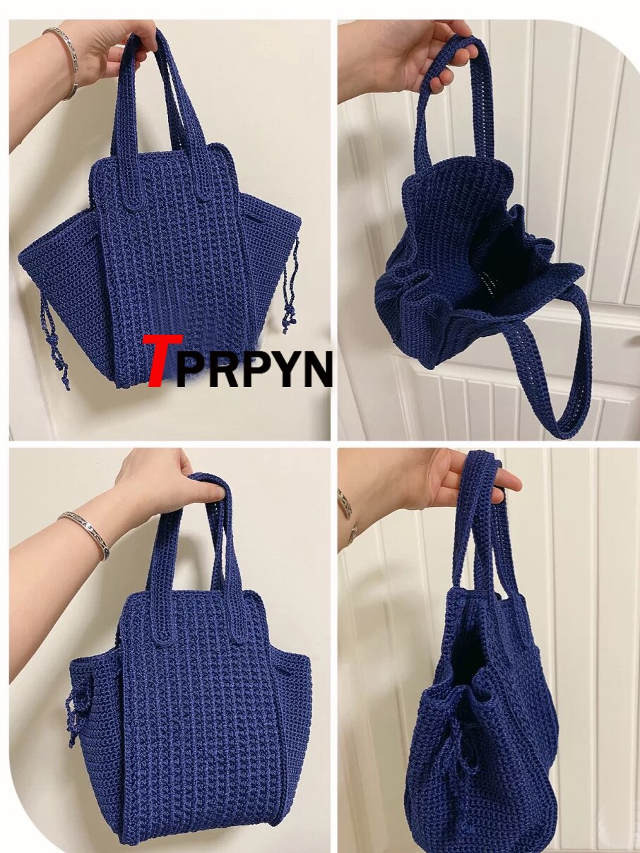 TPRPYN – sac trapèze avec crochet en fil, kit de bricolage, grand ensemble de sacs à main en tricot fait à la main, sac à bandoulière pour débutant