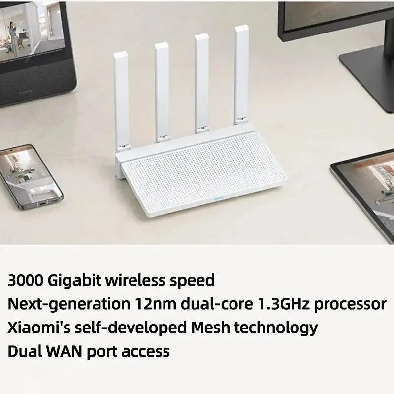 Router Xiaomi AX3000T 2.4G 5G Technologia Mesh WiFi 6 Wydajne Przezwanowanie Sieci Ochrona Dzieci na Internetie Router WiFi Repeater