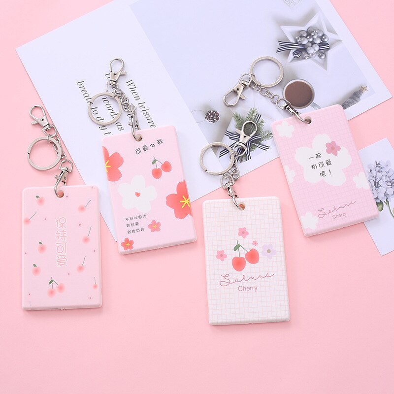 Cute Cartoon ID Bus Card Pass Holder Keyring Key Chain Case Wallet Pouch Business Credit Card Holder Identity Badge Card Cover