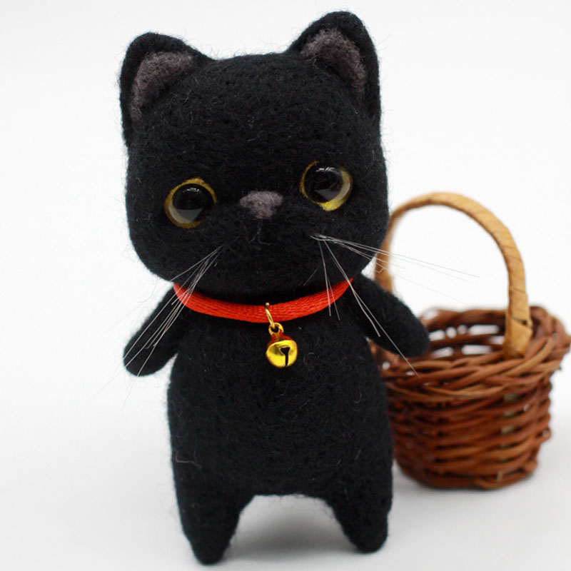 Niewykończony zestaw filcowy śliczna kolekcja zwierząt placki lalka kot wełna filc szturchnięty kite DIY materiały robić filcowania: 8