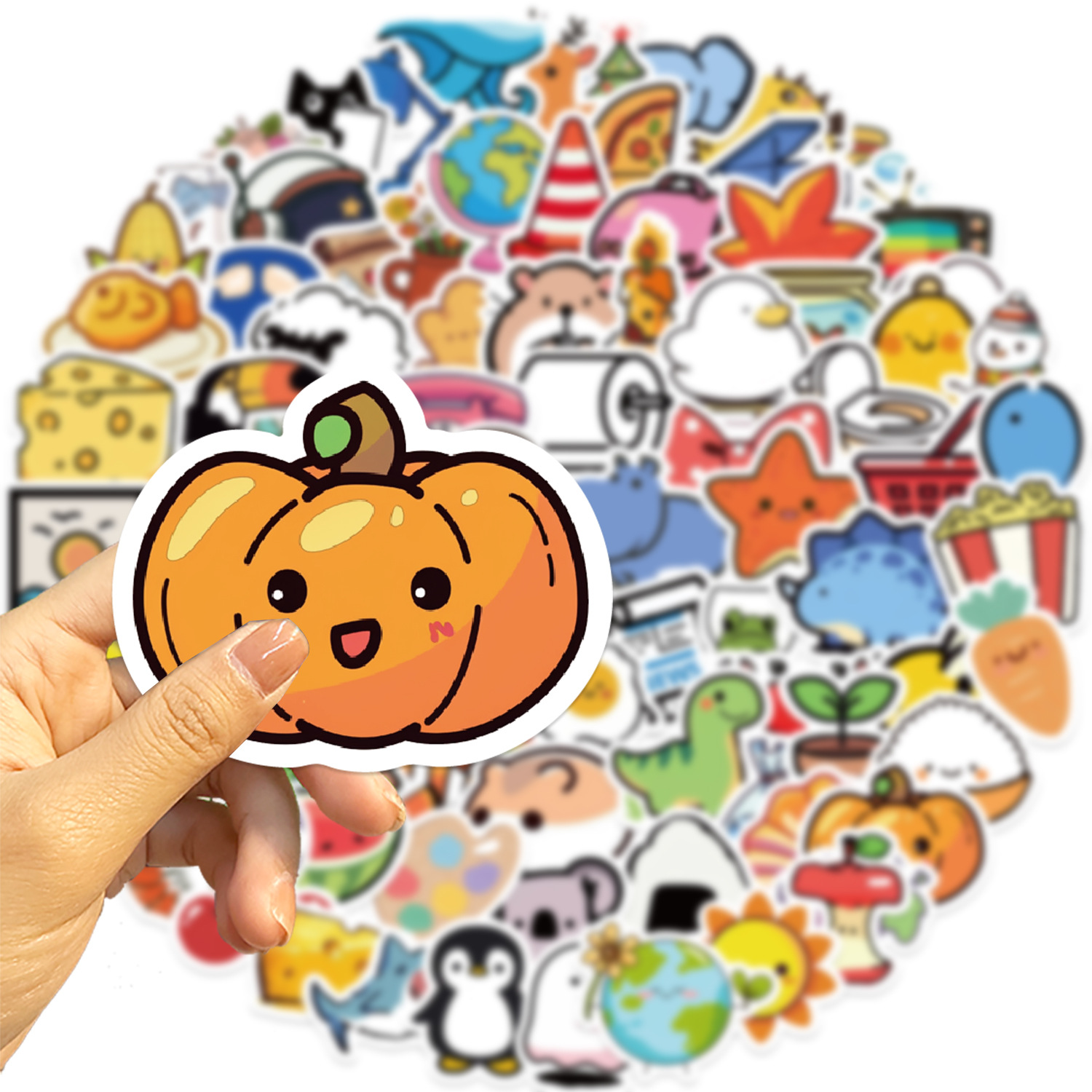 100 Uds Mini animales lindos alimentos dibujos animados pegatinas de grafiti teléfono guitarra portátil maleta taza pegatina impermeable juguete para niños