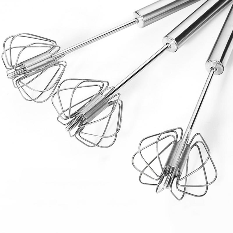 10 Inches Stainless Steel Egg Beater Egg Mixer Hand Rotary Semi-Automatic Egg Beater Kitchen Tool