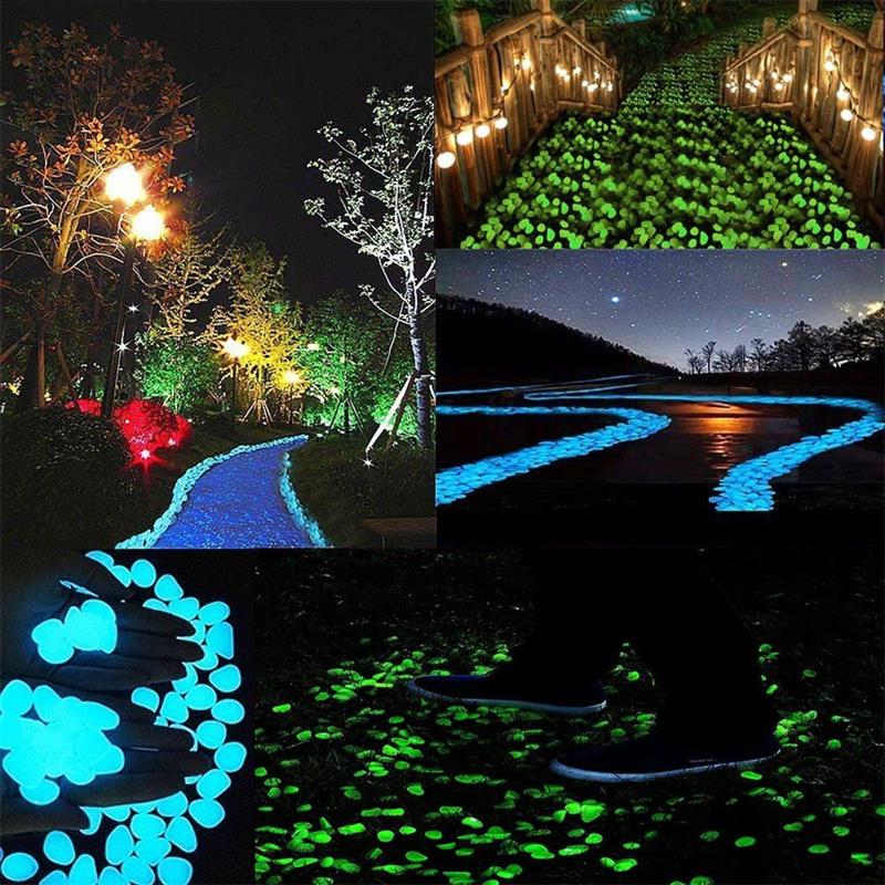 100 stuks tuindecoratie lichtgevende kiezels, lichtgevende stenen, rotsen voor tuinpad, terras, gazondecoratie, lichtgevende stenen