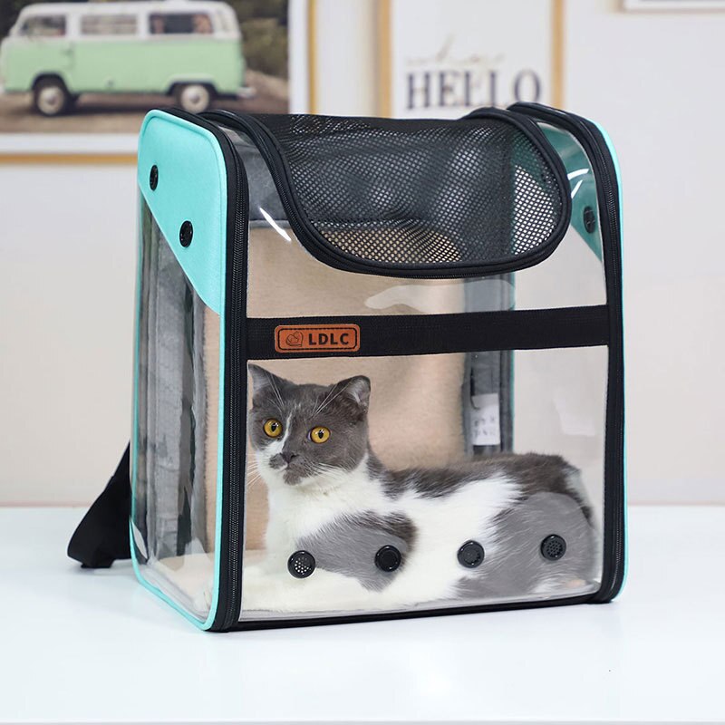Mochila porta mascotas expandible, bolsa transparente para perros y gatos, bolsa de PVC para viaje, bolsa portátil, bolsas de hombro plegables para gatos
