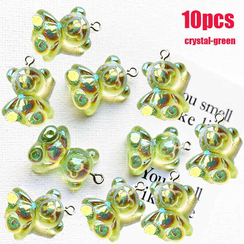 Schattige gummybeer hanger bedels voor ketting armband oorbellen sieraden doe-het-zelf bevindingen kristal kleur beren kerst 2.2 x 1.1cm: 10 stuks n