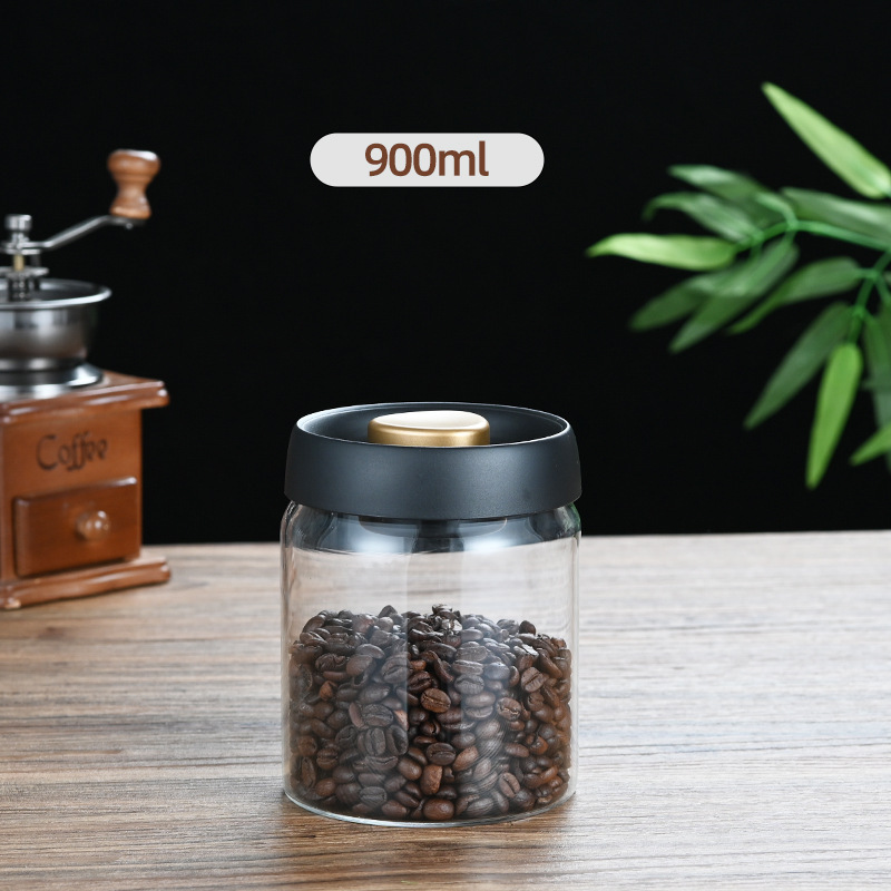 Botella de vidrio para almacenamiento de refrigerador, contenedor de granos de café y alimentos, prensa de aire, tarro de vidrio al vacío: múltiple