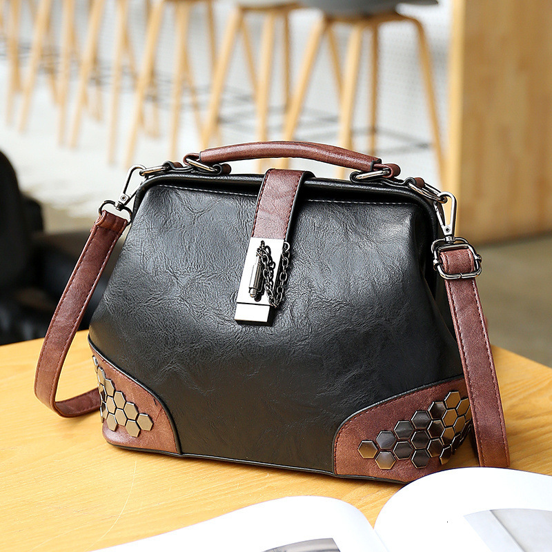 Women Handbags Chic Shoulder Bag Female Small Flap PU Leather Satchel For Girls Travel Totes Messenger Bag Doctor Bags: black