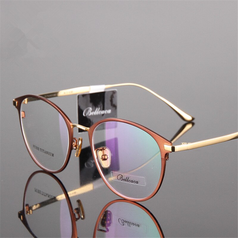 Titanium Bril Ronde Bijziend bril Bril Mannen/Vrouwen Brillen Two-tone Cat Eye Bril 950: Bruin