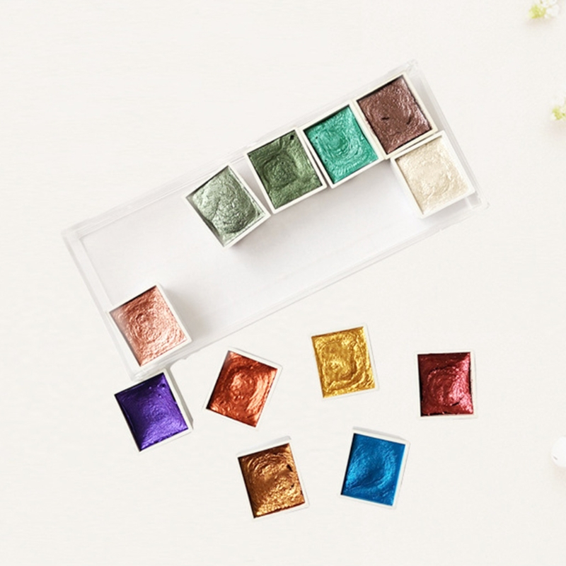 Mini Parelmoer Effen Aquarel Verf Set Draagbare Water Kleur Verf 12 Kleuren Voor Schilderen Kunst Levert F42D