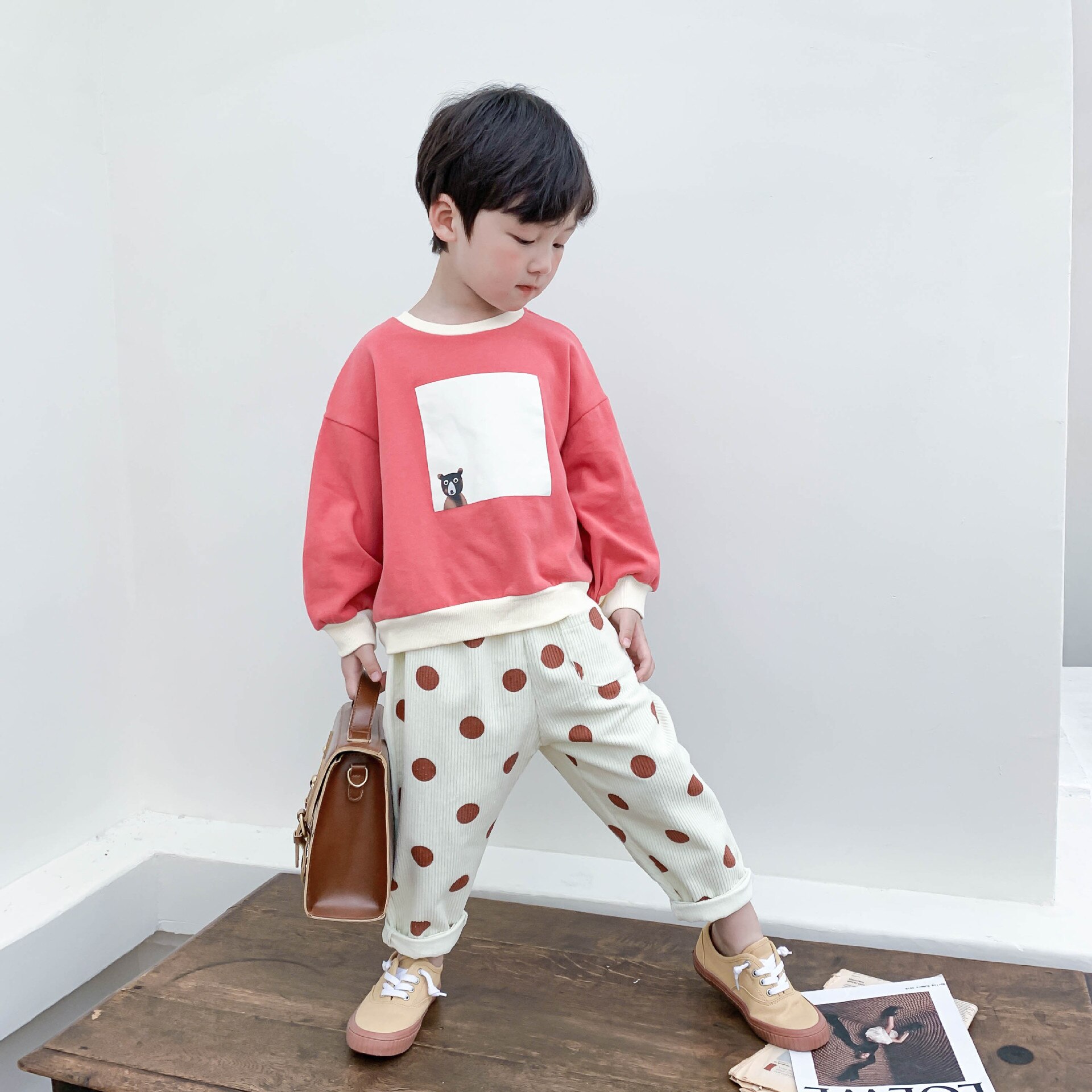 garçons filles velours côtelé pantalons décontractés enfants enfants dot 3 couleurs pantalon 1-6Y