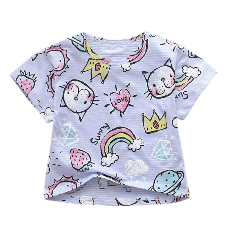 kinder Kurzarm T-shirt Cartoon-Muster Kinder T-Shirts Baumwolle Atmungs Mädchen Jungen Tuch: L / 5T