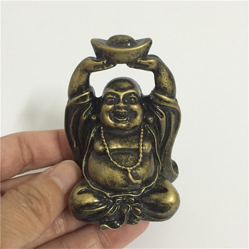 Chinese Rijke Bronskleur Lachende Boeddha Standbeeld Sculptuur Geluk Beeldjes Voor Huis Tuin Decoratie Boeddhabeelden