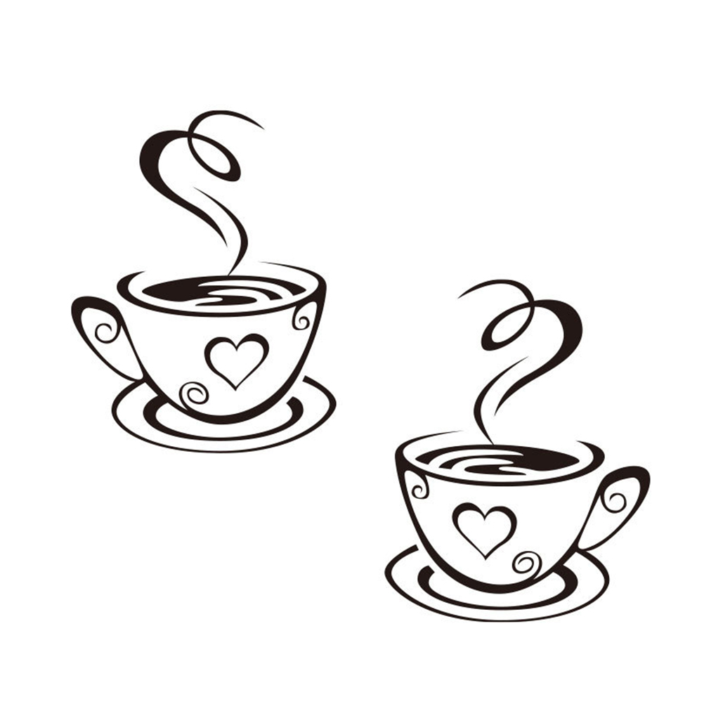 2 Sheets Coffee Cup Wall Stickers Decoration Coffee Cup Wall Decals Coffee Shop Wallpaper