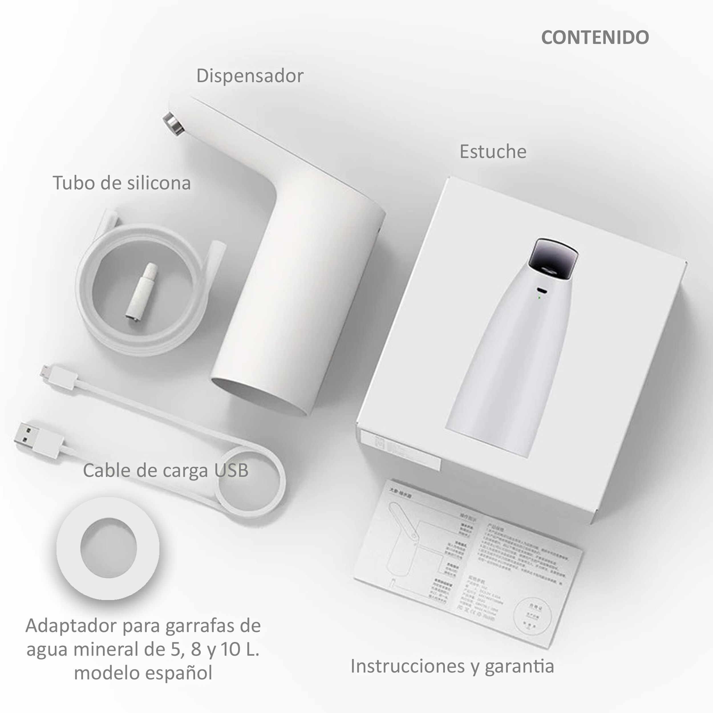 Dispensador automatico de agua Xiaomi Mijia 3LIFE con adaptador para botellas y garrafas españolas