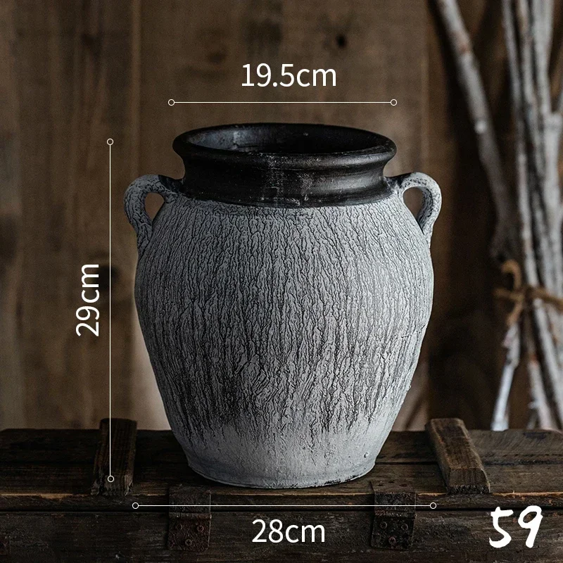 Maceteros antiguos de cerámica desgastada, jarrones de arcilla rústica para decoración de balcón, adornos prácticos de escritorio de oficina sin tiempo: Transparente
