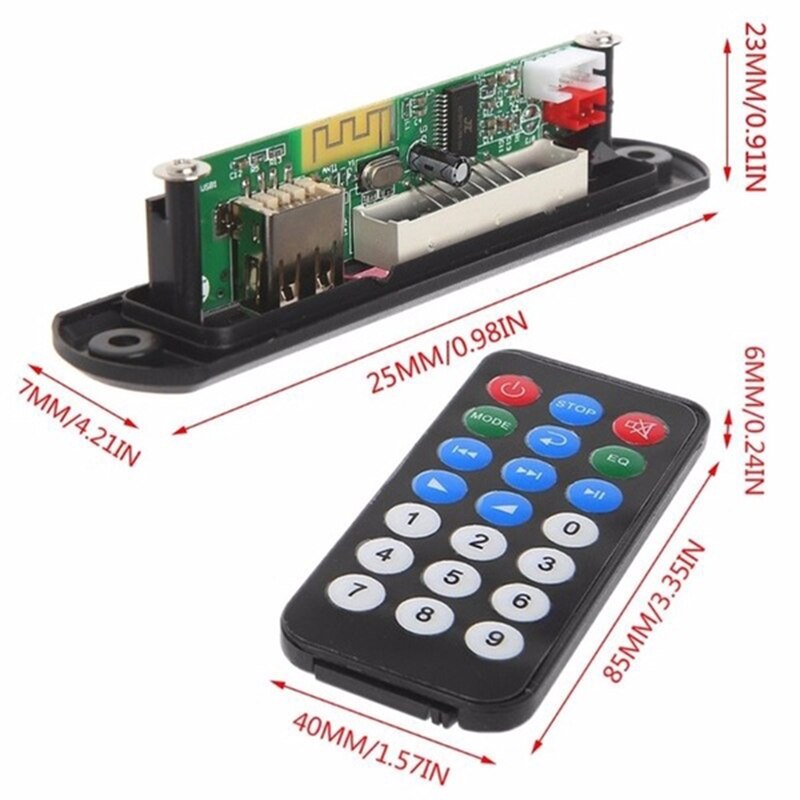 Wireless Bluetooth Remote Mp3 Wma Decoder Board o Module Usb Tf Radio DC5V