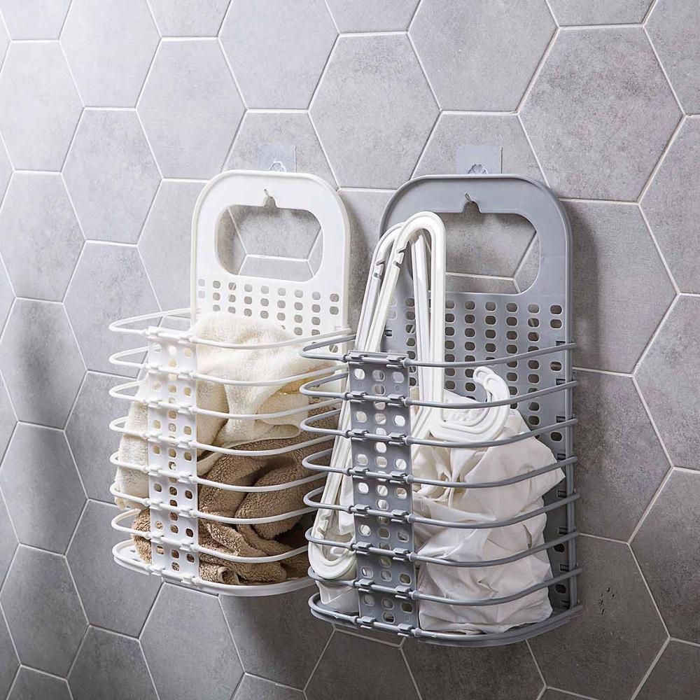 Foldable Laundry Basket Plastic Wall Dirty Clothing Storage Basket Home Portable Large Laundry Hamper Home Organizer Space Save