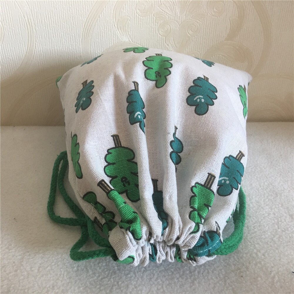 YILE Cotton Linen Drawstring Organized Pouch Cosmetic Bag Multi-purpose Bag Party Bag Print Smiling Tree 8630a