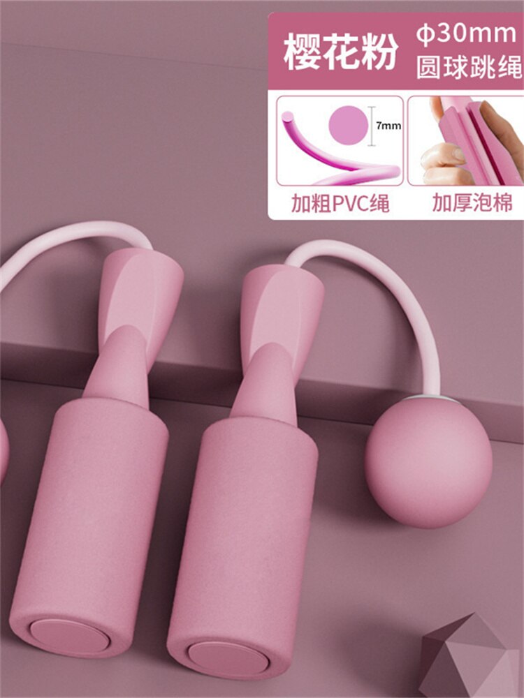 Hoip Jeeky Cordless Springseil Professionelle Springseil Mädchen Student Abnehmen Verlieren Gewicht Gestaltung Fett Verbrennung Zähler Fitness: Pink small ball