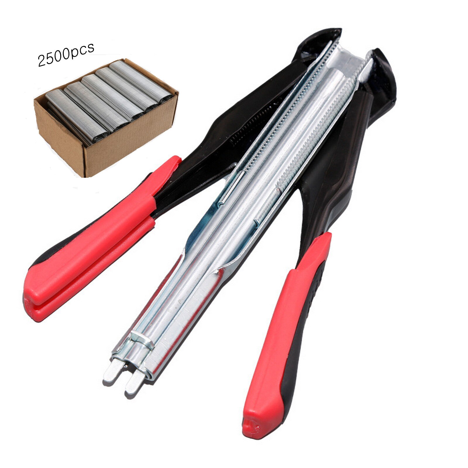 Hog Ring Plier Tool Fastening Clamp Installation Poultry Cage Plier 600/2500 Pcs Nail Chicken Mesh Cage Wire Fencing Caged clamp: 1Plier and 2500 Nail