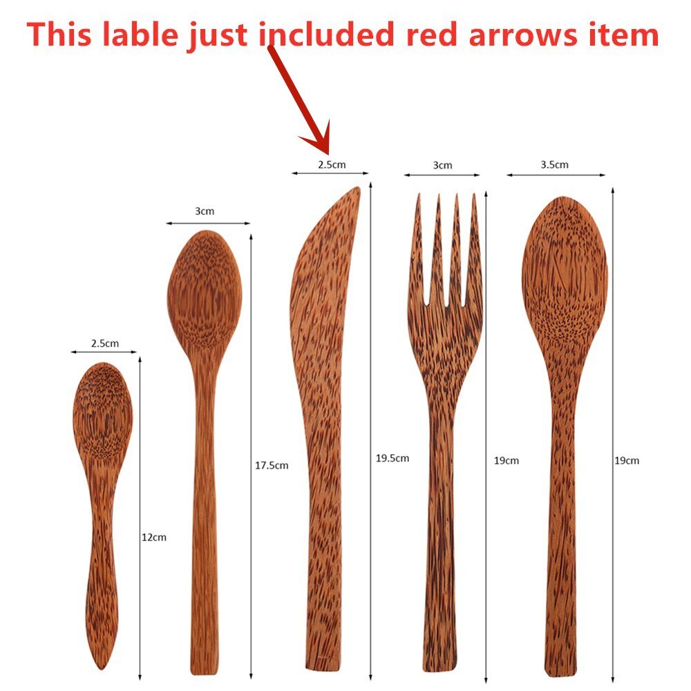 1PC Organic Coconut Palm Coconut Löffel Holz Besteck Natürliche Bambus Holz Löffel für Coconut Shell Schüssel Bambus Löffel Besteck: 1 pc 19.5cm Knife