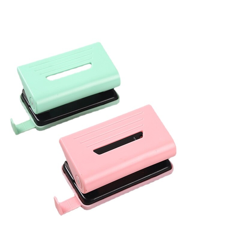 Office Cute Two-hole Labor-saving Puncher with Ruler Ring To Collect Debris and Easy To Clean Loose-leaf Punching Supplies