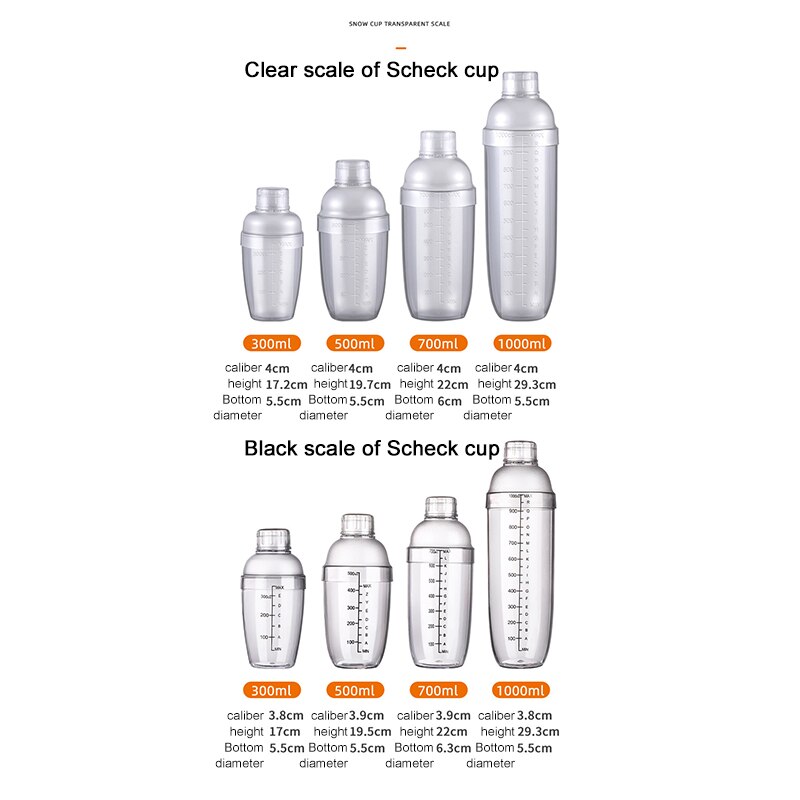 Acrylic Tea Shaker Cocktail Juice Shaker Bottle Bar Supplies