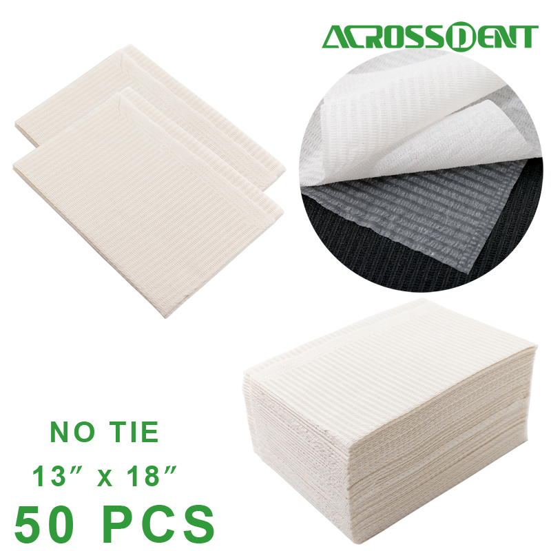 Babero Dental, servilleta de dentista, delantal impermeable desechable, almohadillas limpias para tatuajes de belleza, hojas de odontología, cubierta protectora, 50 unidades: Blanco
