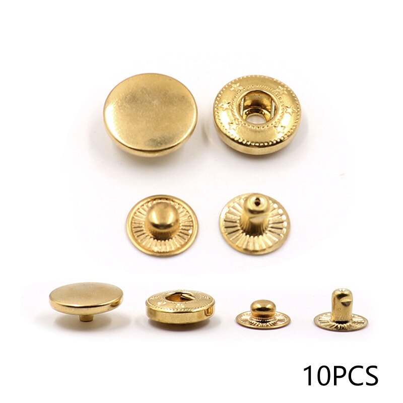 10 Sets 10-20mm Metall Kupfer Vier Schnalle Pack Druckknöpfen Nähen Taste Druckknöpfe Für Nähen Leder handwerk Kleidung Taschen: Gold Color / 20mm