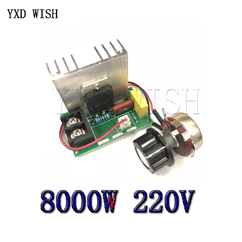 Régulateur de vitesse de ventilateur, variateur, Thermostat avec potentiomètre, régulateur de tension, haute puissance, 8000W, AC 220V SCR