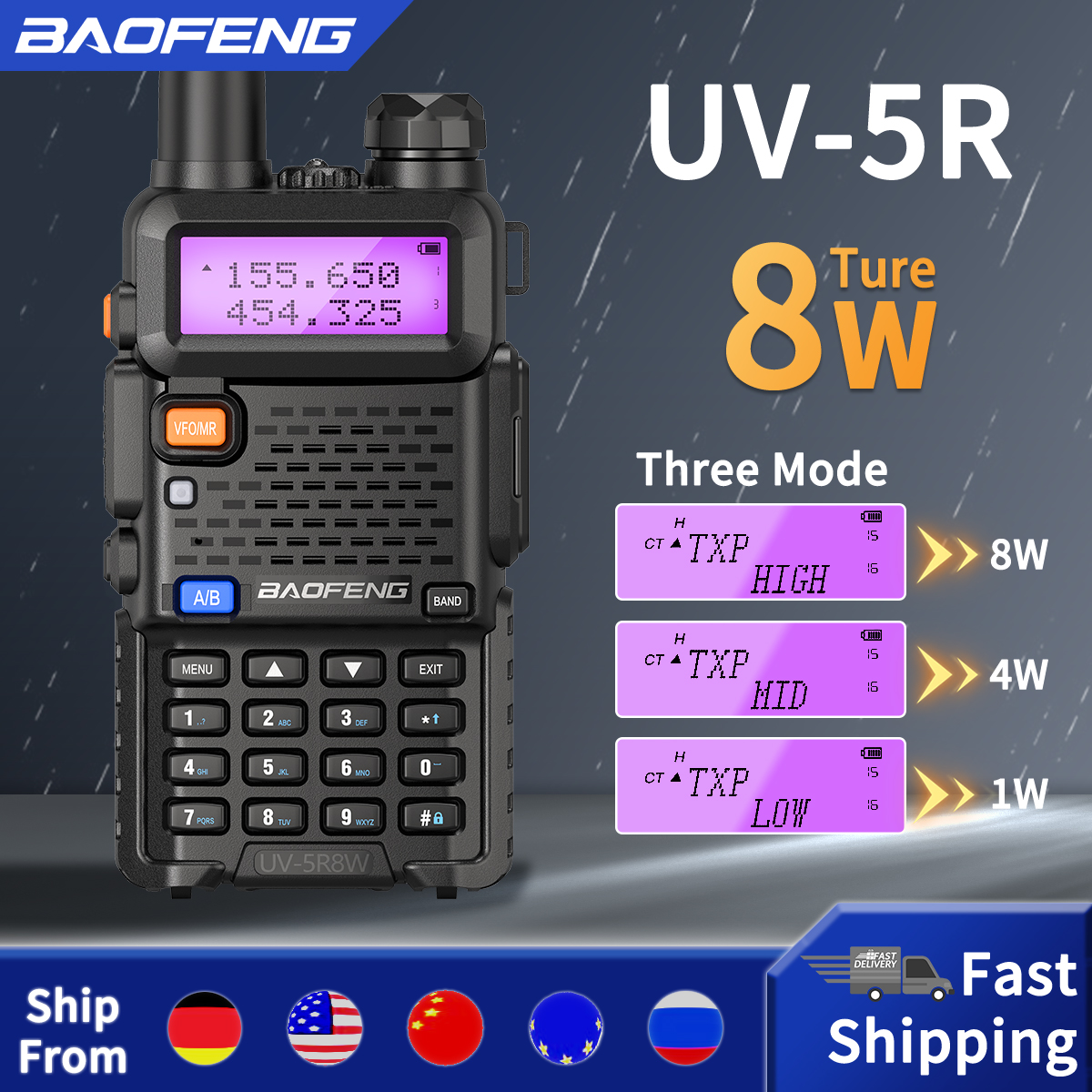 Baofeng Walkie Talkie UV 5R 5W 8W Dual Band Ham Two Way Radio Vhf Uhf FM Radio Handheld Transceiver Jagd 16KM