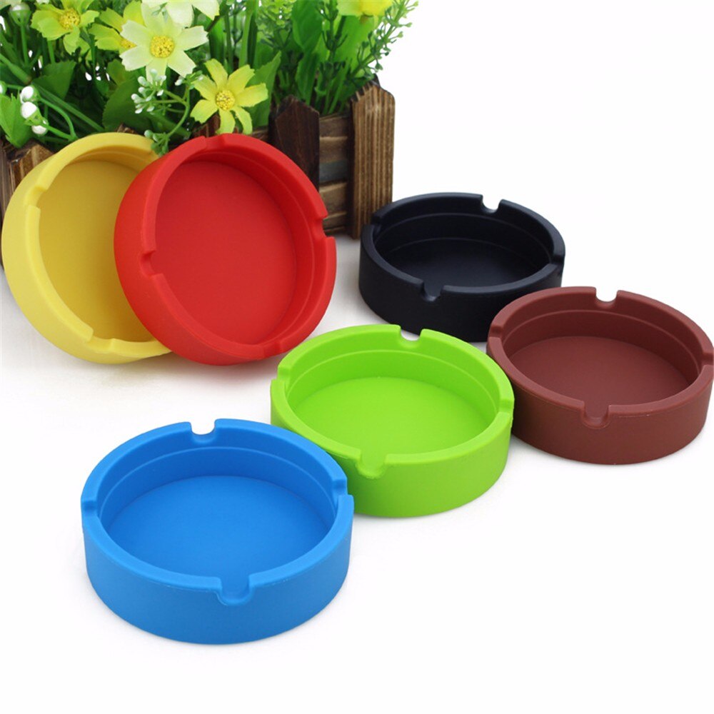 Silicone Rubber Round Ashtray Eco-friendly Fall-proof Noctilucent Ashtray Home Decoration #50