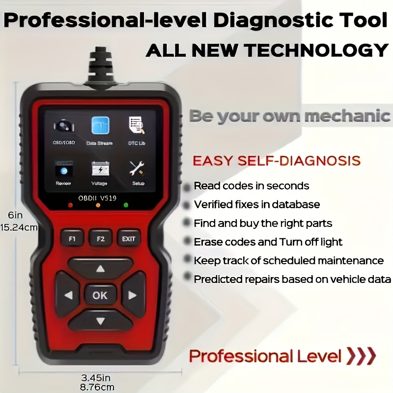 V519 OBD2-Scanner – tragbarer Fahrzeuginspektions- und Fehlerdiagnosetester mit Live-Daten, Batterietest und mehr – USB-betrieben