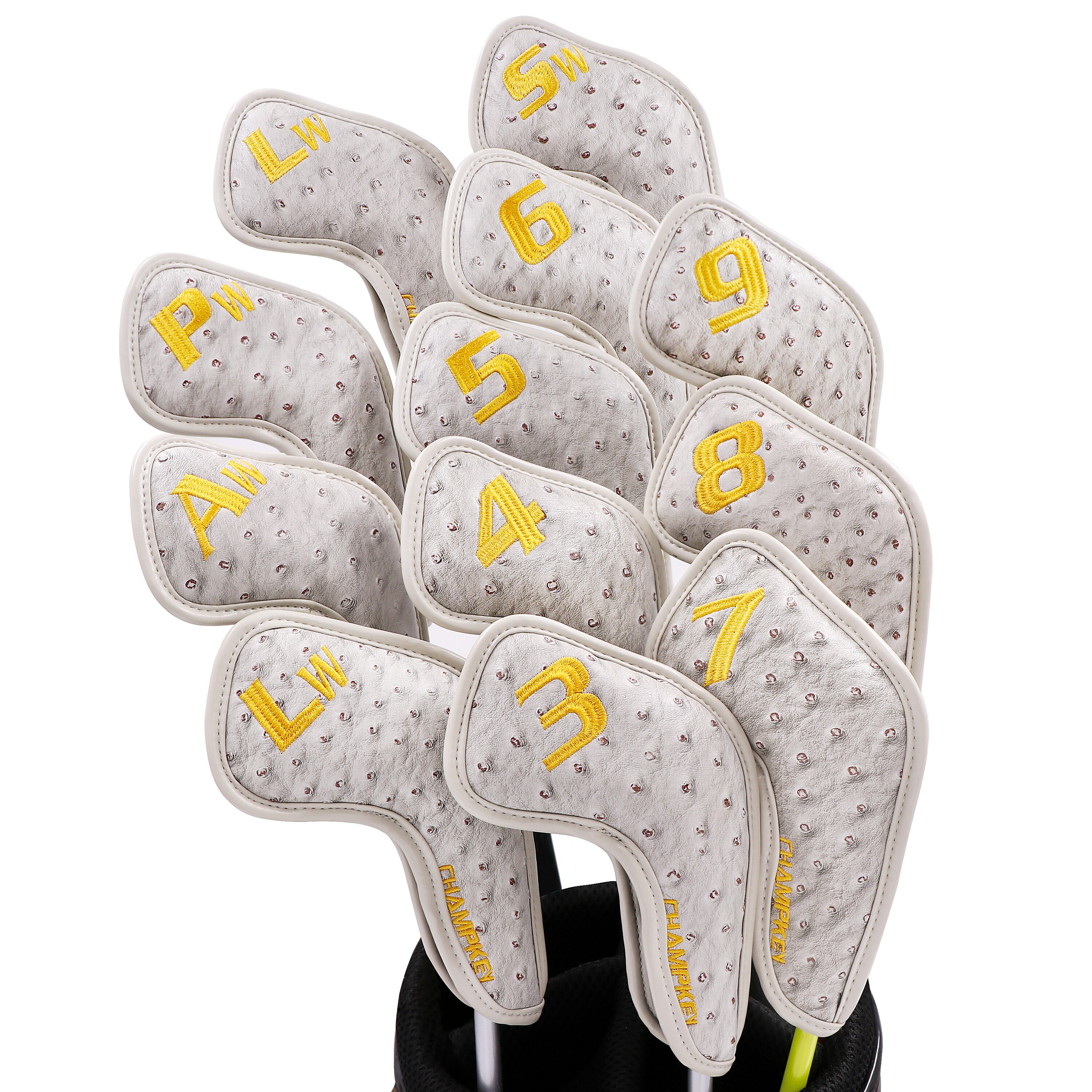 Champkey 12pcs Golf Iron Cover Headcover 3 Colors PU Leather With Breath Holes Golf Iron Head Covers