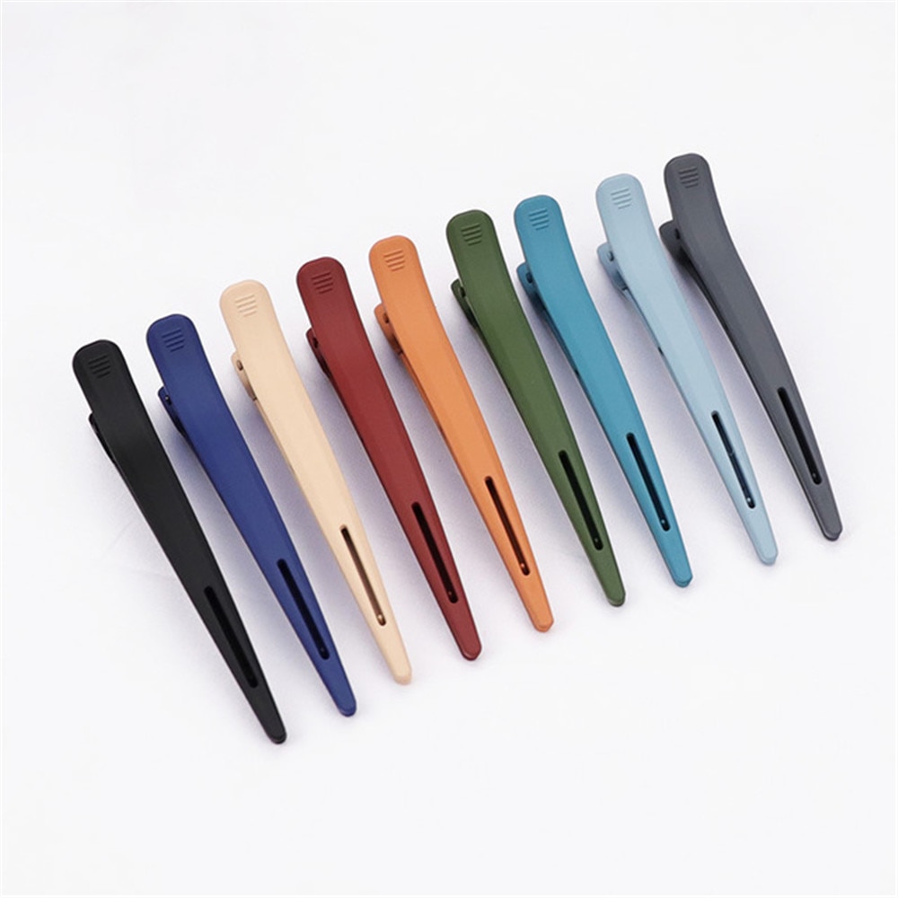 Pinza de pico de pato esmerilado grande, 9 colores opcional, horquilla de plástico a presión para mujeres y niñas, herramientas sencillas de estilismo para el cabello, 1 Uds.