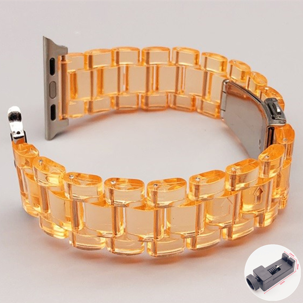 Resin urrem til apple watch series 10 9 8 7 6 rem 41mm 49mm klar rem stål iwatch  se 44mm 40mm 45mm 46mm 42mm ultra 2: Sort grøn / 12mm