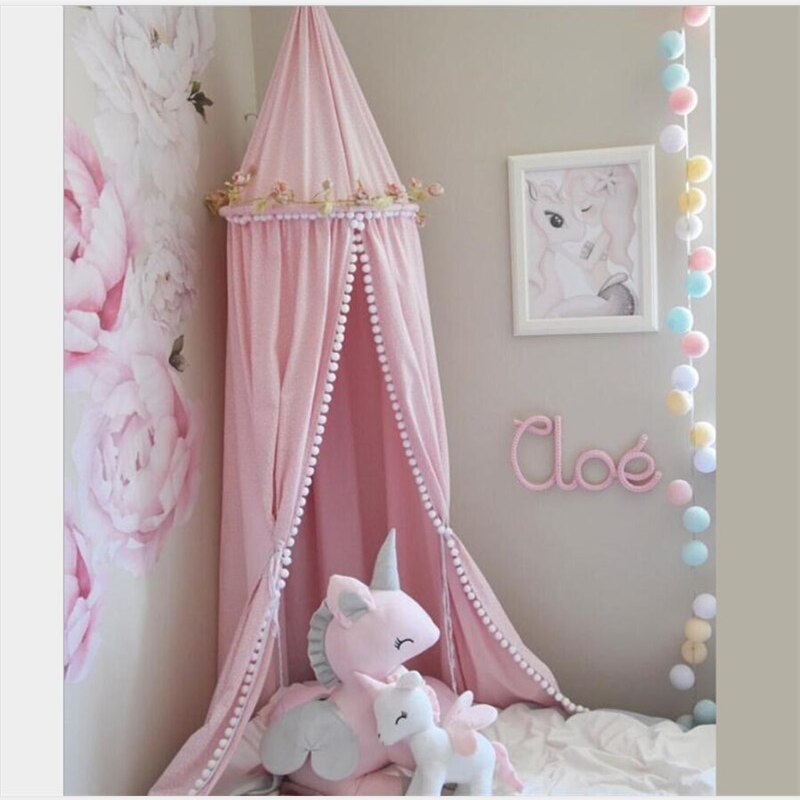 Kid Baby Bed Luifel Bedcover Klamboe Gordijn Beddengoed Ronde Dome Tent Chiffon Voor Baby Kamer Decoratie Klamboe