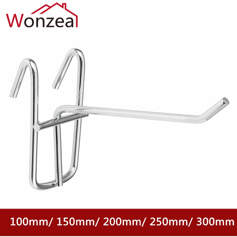 2pcs Display Hooks Double Line 6mm Cold-rolled Steel Pegboard Hooks 100/150/200/250/300mm Hook for Supermarket Store Hanging