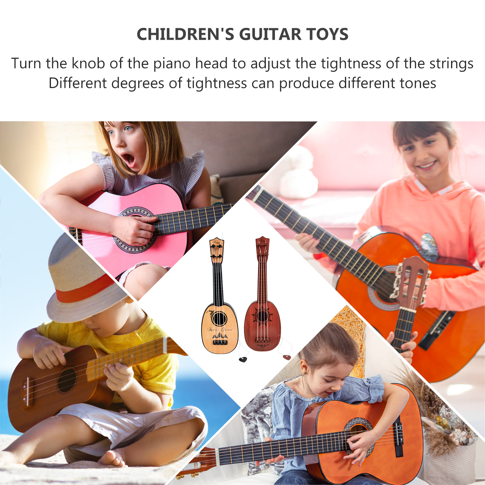 2Pcs Early Learning Ukulele Educational Instrument Mini Ukulele Kid Plaything