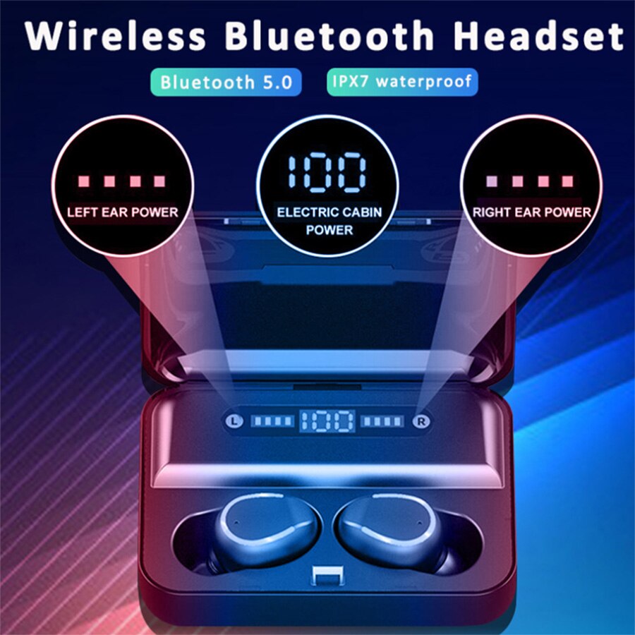 Draadloze Hoofdtelefoon IPX7 Waterdichte Touch Control 9D Tws Bluetooth 5.0 Stereo Oordopjes Sport Oordopjes Headsets Met Microfoon