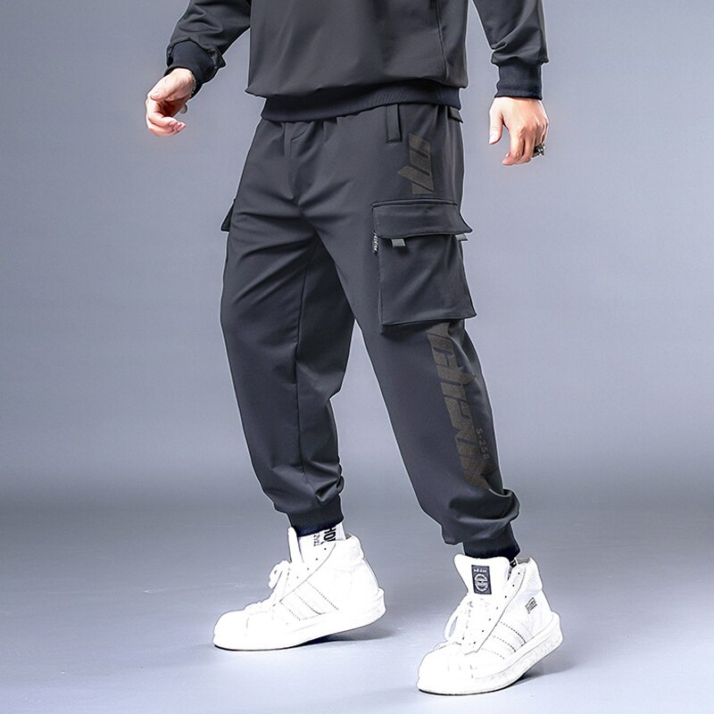 Pussihousut miehet hip hop katumuotit rahtihousut iso koko 7xl collegehousut miesten lenkkeilijä oversize housut musta  hx531: Xxl