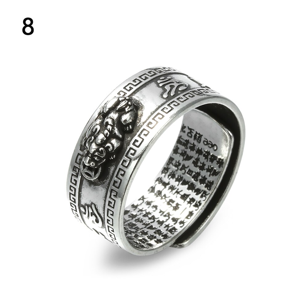 Vintage Pixiu Charms Ring Unisex Adjustable Women Men Feng Shui Jewelry Amulet Protection Wealth Buddhist Retro Rings: 08