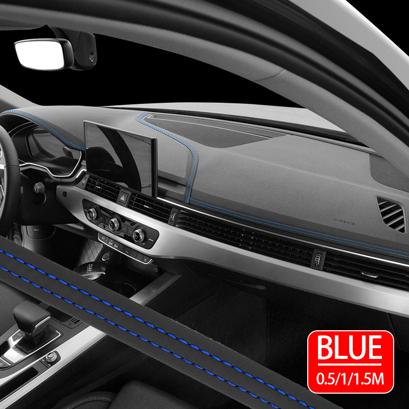 Autodashboard sierstrips, zelfklevend, interieurafwerking, lederen strip, universele sierlijst, deurstrip , 2 meter: Blauw