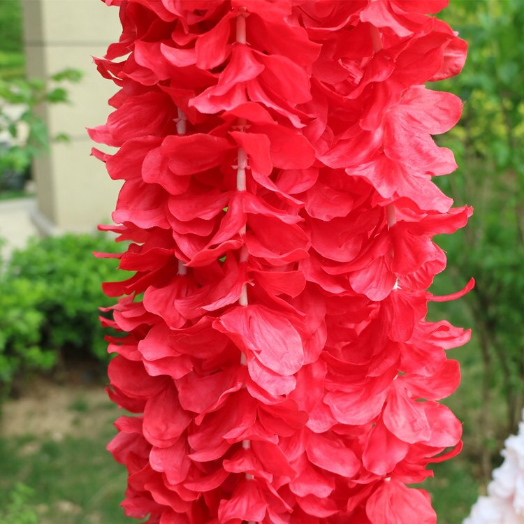 20/50 100Cm Kunstmatige Simulatie Hydrangea Orchidee Wisteria Bloem String Voor Diy Bruiloft Boog Vierkante Rotan Muur Opknoping Mand: 50 Pieces / Rood