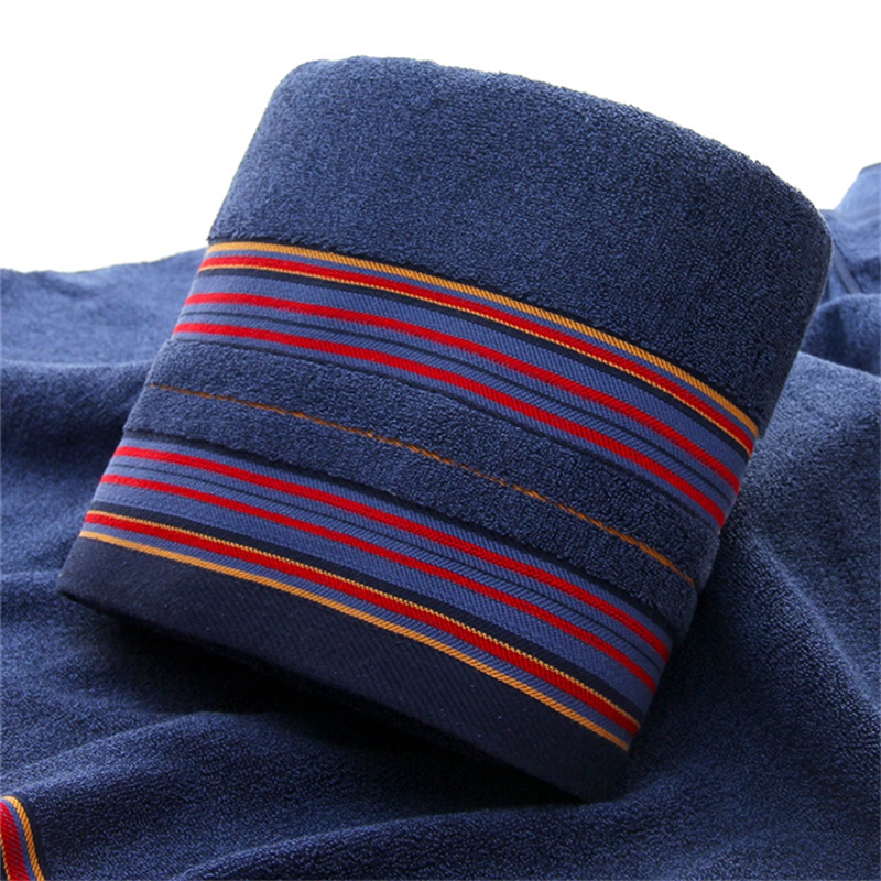 1 pièces serviettes de bain marron pour adultes enfants coton doux Jacquard cisaillé rayé main visage serviette de plage absorbant salle de bain produit: Bleu / 35x75cm